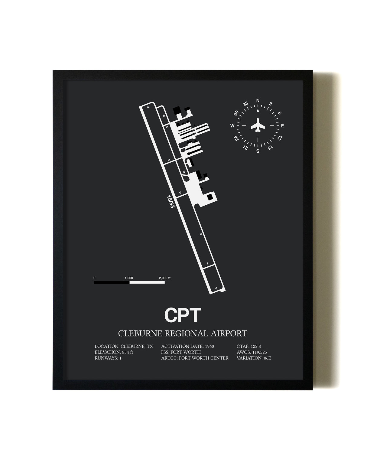 CPT Airport Map, Cleburne Regional Airport Print