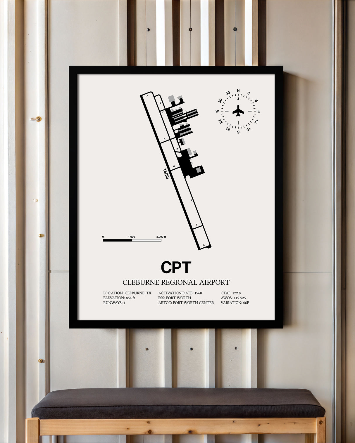 CPT Airport Map, Cleburne Regional Airport Print