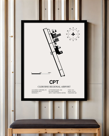 CPT Airport Map, Cleburne Regional Airport Print