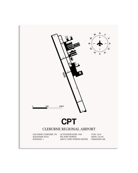 CPT Airport Map, Cleburne Regional Airport Print