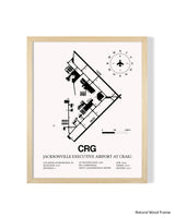 Detailed Airport Map of Jacksonville Executive Airport at Craig (CRG) in White with a Natural Frame