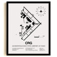 Framed Detailed Airport Map of Jacksonville Executive Airport at Craig (CRG) in White with a Black Frame
