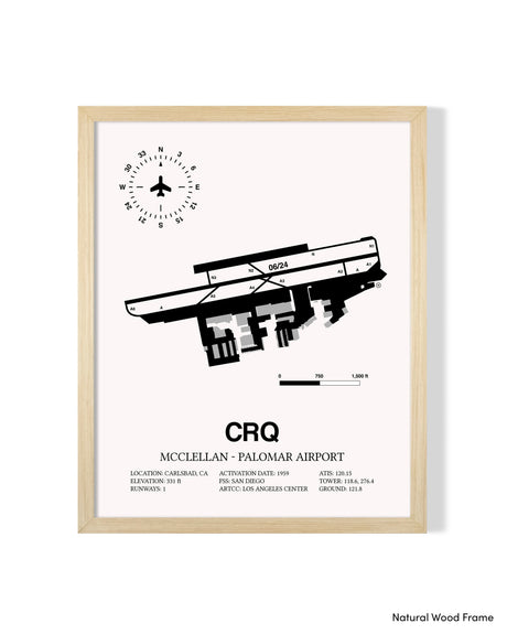 Detailed Airport Map of McClellan-Palomar Airport (CRQ) in White with a Natural Frame