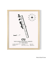 Detailed Airport Map of West Georgia Regional Airport/O. V. Gray Field (CTJ) in White with a Natural Frame