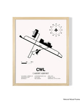 Detailed Airport Map of Cardiff Airport (CWL) in White with a Natural Frame