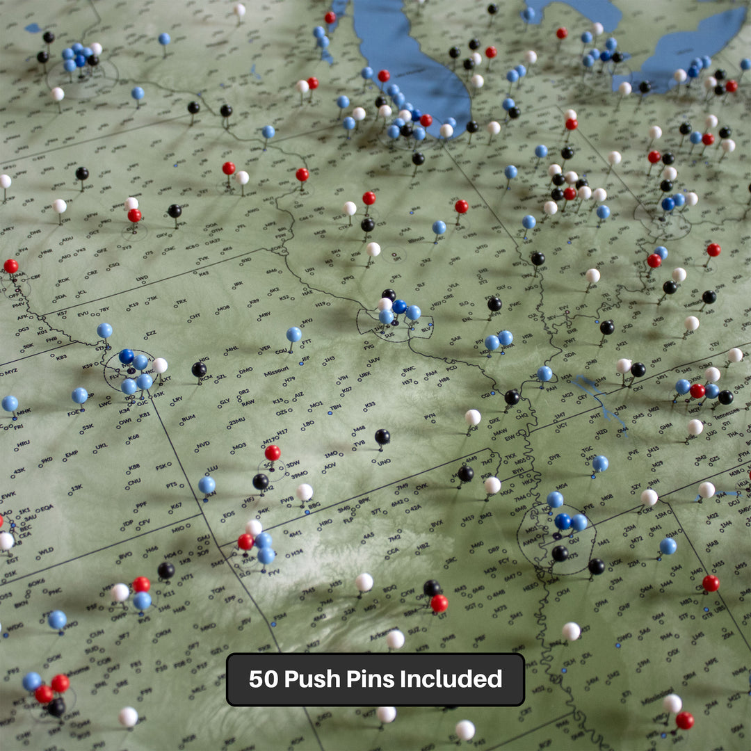 United States Airports Push Pin Map