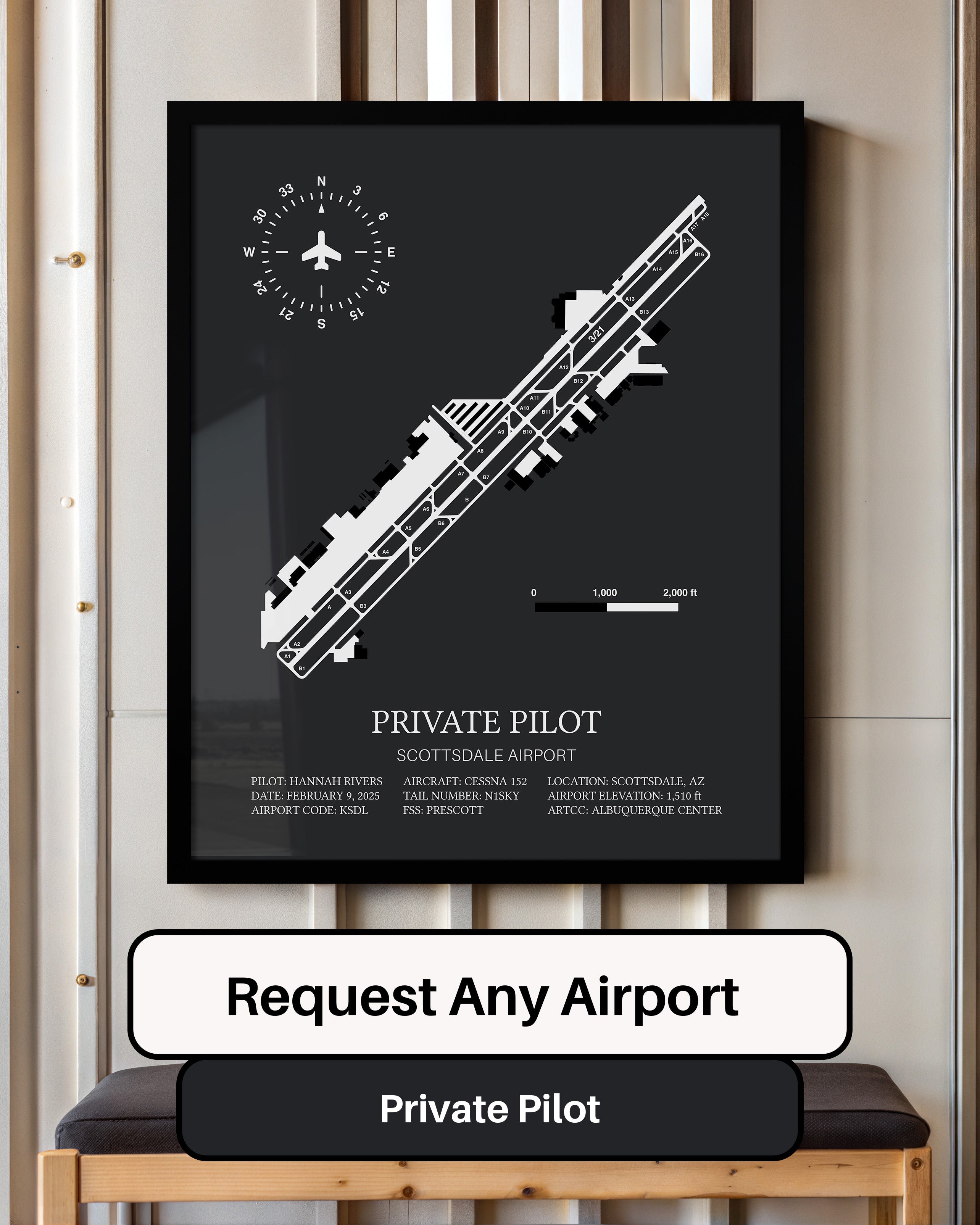Custom First Solo Flight Print - Aviation Gift for Pilots