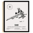 Framed Detailed Airport Map of Daytona Beach International Airport (DAB) in White with a Black Frame