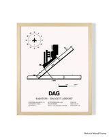 Detailed Airport Map of Barstow-Daggett Airport (DAG) in White with a Natural Frame
