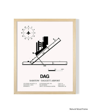Detailed Airport Map of Barstow-Daggett Airport (DAG) in White with a Natural Frame