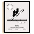 Framed Detailed Airport Map of Barstow-Daggett Airport (DAG) in White with a Black Frame