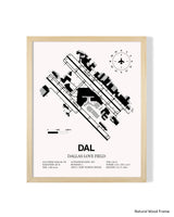 Detailed Airport Map of Dallas Love Field (DAL) in White with a Natural Frame