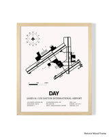 Detailed Airport Map of James M. Cox Dayton International Airport (DAY) in White with a Natural Frame