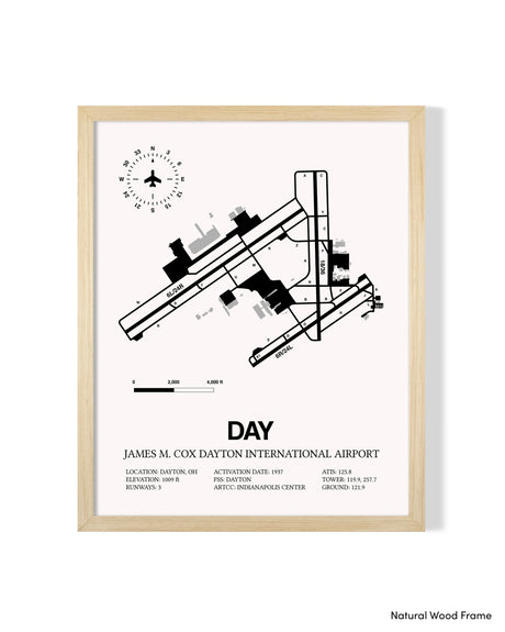 Detailed Airport Map of James M. Cox Dayton International Airport (DAY) in White with a Natural Frame