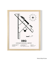 Detailed Airport Map of Dubuque Regional Airport (DBQ) in White with a Natural Frame