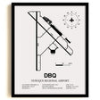 Framed Detailed Airport Map of Dubuque Regional Airport (DBQ) in White with a Black Frame