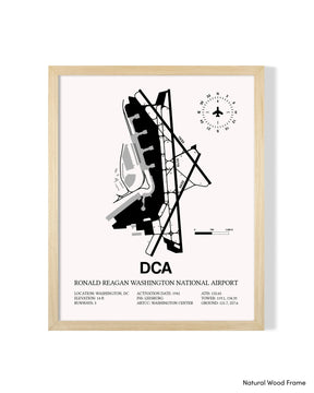 Detailed Airport Map of Ronald Reagan Washington National Airport (DCA) in White with a Natural Frame