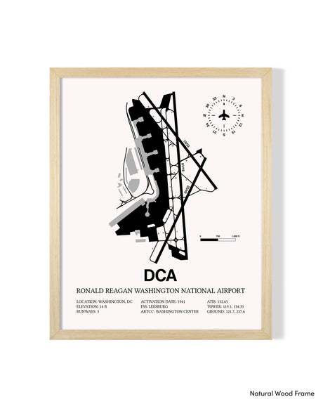 Detailed Airport Map of Ronald Reagan Washington National Airport (DCA) in White with a Natural Frame