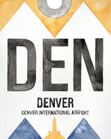 Closeup Watercolor Print of Denver International Airport (DEN)