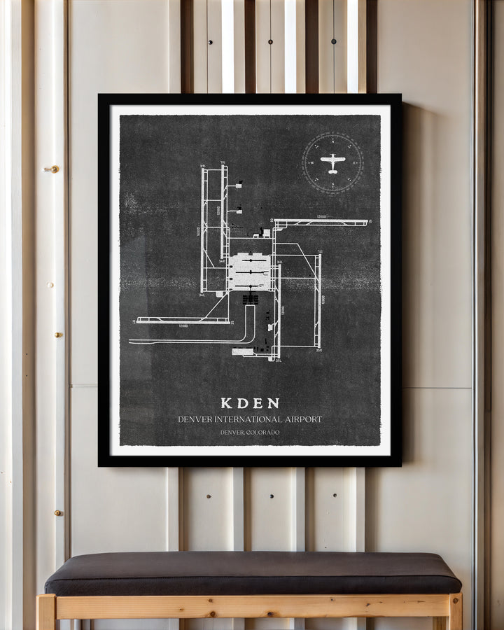 DEN Airport Map, Vintage Style, Denver International Airport Print