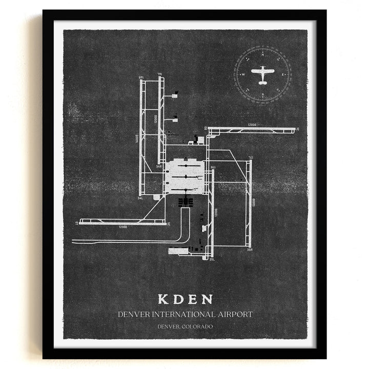 DEN Airport Map, Vintage Style, Denver International Airport Print