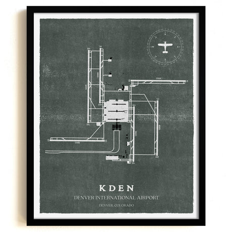 DEN Airport Map, Vintage Style, Denver International Airport Print