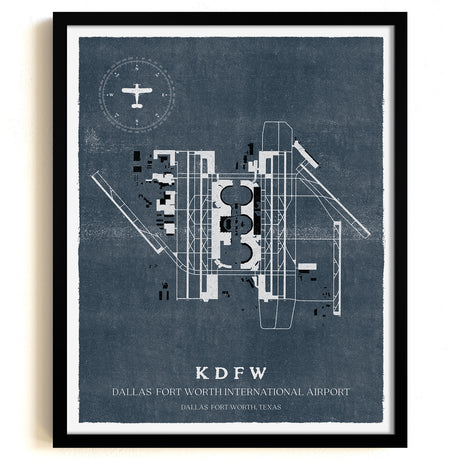 DFW Airport Map, Vintage Style, Dallas Fort Worth International Airport Print