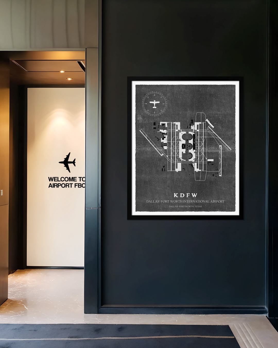 DFW Airport Map, Vintage Style, Dallas Fort Worth International Airport Print