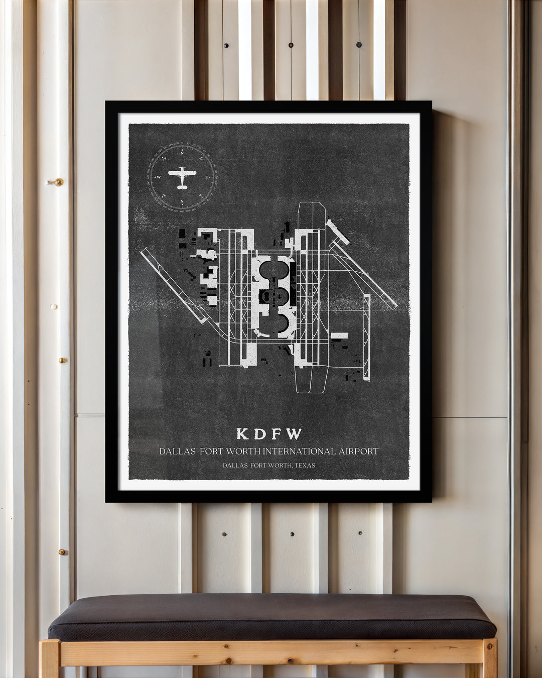 DFW Airport Map, Vintage Style, Dallas Fort Worth International Airport Print