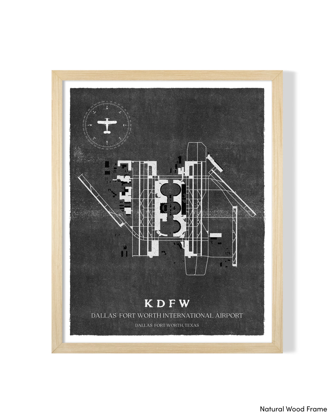 DFW Airport Map, Vintage Style, Dallas Fort Worth International Airport Print