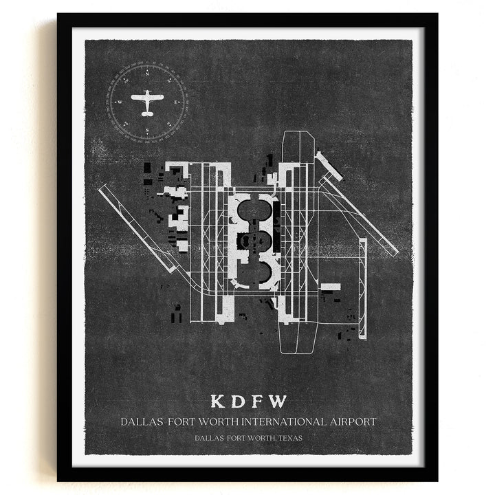DFW Airport Map, Vintage Style, Dallas Fort Worth International Airport Print