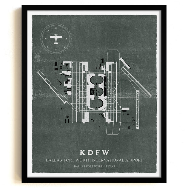 DFW Airport Map, Vintage Style, Dallas Fort Worth International Airpor ...
