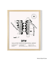 Detailed Airport Map of Dallas-Fort Worth International Airport (DFW) in White with a Natural Frame