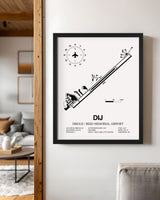 Framed Detailed Airport Map of Driggs/Reed Memorial Airport (DIJ) in White with a Black Frame