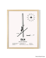 Detailed Airport Map of Dillon Airport (DLN) in White with a Natural Frame