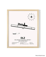 Detailed Airport Map of Delaware Municipal Airport - Jim Moore Field (DLZ) in White with a Natural Frame