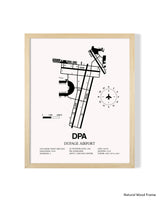 Detailed Airport Map of Dupage Airport (DPA) in White with a Natural Frame
