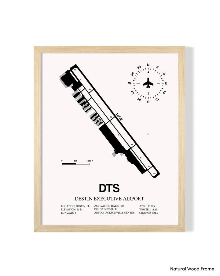 Detailed Airport Map of Destin Executive Airport (DTS) in White with a Natural Frame