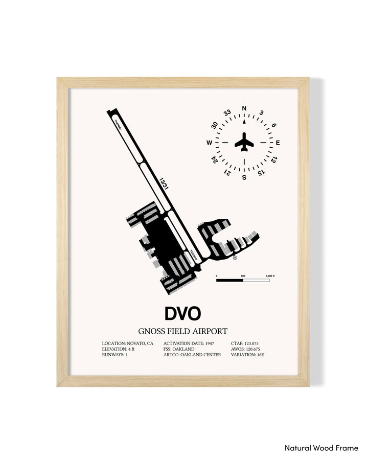 Detailed Airport Map of Gnoss Field Airport (DVO) in White with a Natural Frame