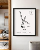 Framed Detailed Airport Map of Andrews County Airport (E11) in White with a Black Frame