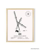 Detailed Airport Map of Andrews County Airport (E11) in White with a Natural Frame