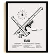 Framed Detailed Airport Map of Chippewa Valley Regional Airport (EAU) in White with a Black Frame