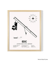 Detailed Airport Map of Austin Executive Airport (EDC) in White with a Natural Frame