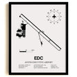 Framed Detailed Airport Map of Austin Executive Airport (EDC) in White with a Black Frame