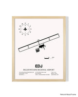 Detailed Airport Map of Bellefontaine Regional Airport (EDJ) in White with a Natural Frame