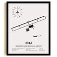 Framed Detailed Airport Map of Bellefontaine Regional Airport (EDJ) in White with a Black Frame