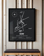 Framed Detailed Airport Map of Edwards Air Force Base (EDW) in Gray with a Black Frame