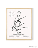 Detailed Airport Map of Edwards Air Force Base (EDW) in White with a Natural Frame