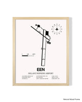 Detailed Airport Map of Dillant/Hopkins Airport (EEN) in White with a Natural Frame