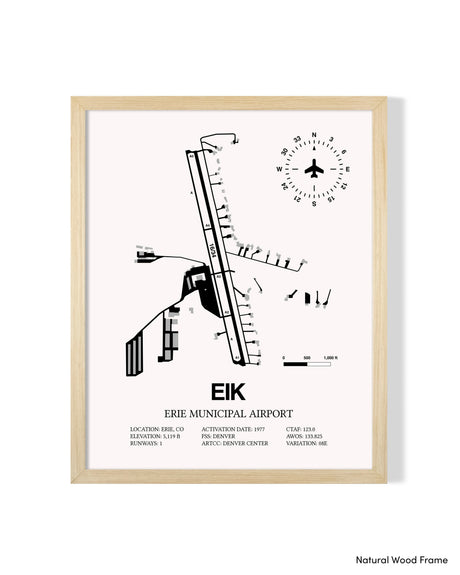 Detailed Airport Map of Erie Municipal Airport (EIK) in White with a Natural Frame